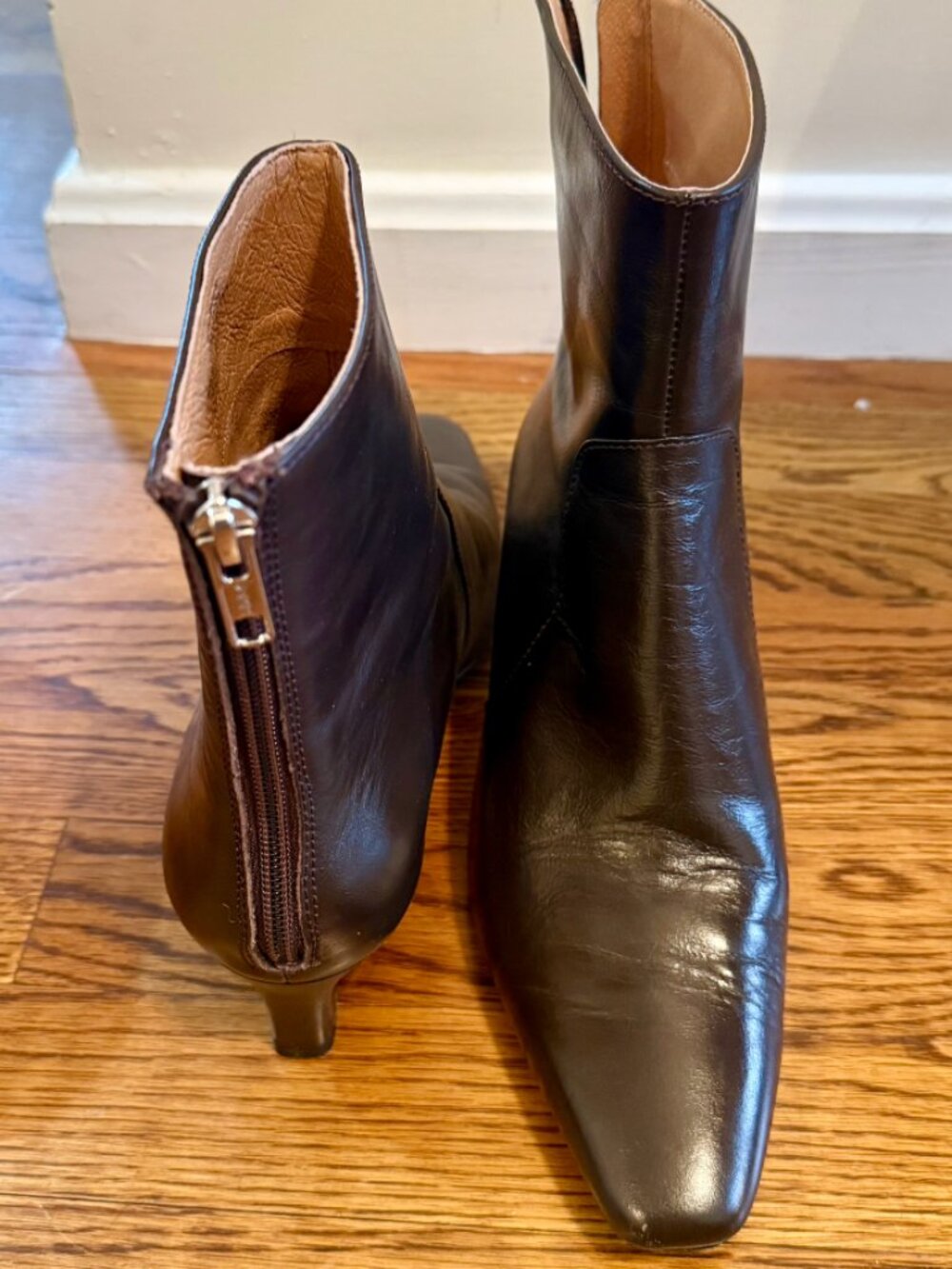 Madewell The Dimes Kitten-Heel Boot in Deep Merlot Size 8